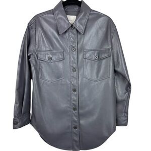 Aritzia Wilfred The Ganna™ Vegan Leather Shirt Jacket in Grey Size Small